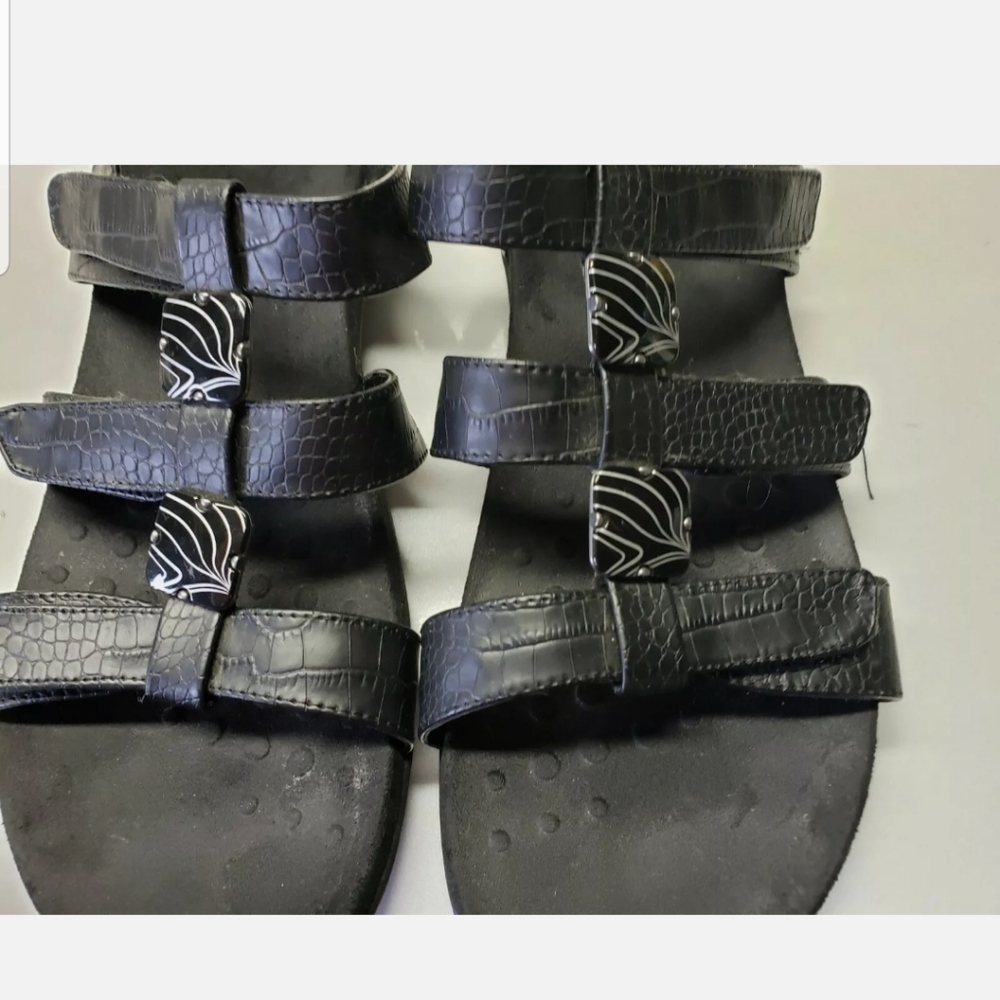 Vionic Sandals Size 10 Women's Amber Adjustable Orthaheel Black Comfort Shoes - Picture 4 of 9